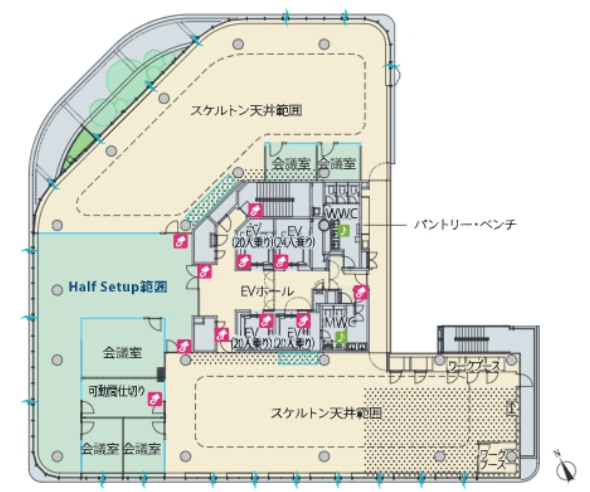 京橋駅徒歩6分!緑と光に包まれた屋外空間付きワークプレイスの写真2