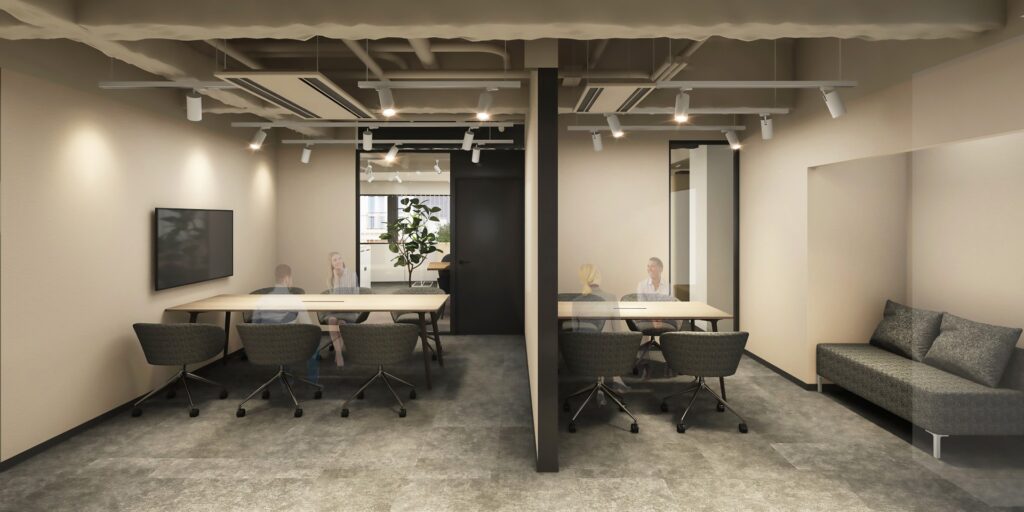 【セットアップ 市ケ谷駅2分】フォンブース＆会議室2室完備で洗練された内装の写真3